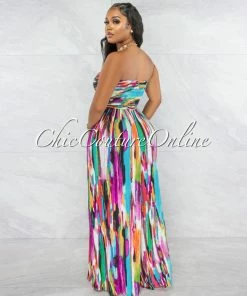 Vendor-unknown Leta Multi-Color Print Wide Leg Jumpsuit JUST IN