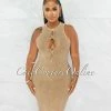 Chic Couture Online Sephora Nude Washed Front Key-Hole Ribbed Dress