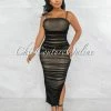 Chic Couture Online JUST IN Yerina Black Ruched Bodice Side Slit Maxi Dress