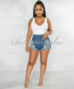 Vendor-unknown Carla Blue Denim Distressed Shorts JUST IN