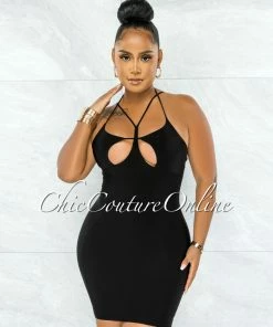 Chic Couture Online JUST IN Harris Black Bust Cut-Out Strappy Mini Dress