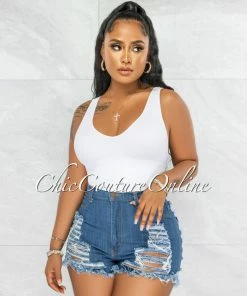 Vendor-unknown Carla Blue Denim Distressed Shorts JUST IN