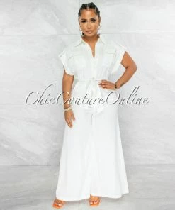 Vendor-unknown Bernabe Off-White Front Buttons Utility Jumpsuit JUST IN