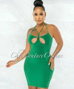 Chic Couture Online JUST IN Harris Green Bust Cut-Out Strappy Mini Dress