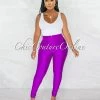 Chic Couture Online Zandrie Purple High Waist Front Zipper Shimmer Leggings