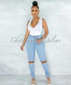 Vendor-unknown Shana Light Wash Denim High-Waist Destroyed Skinny Jeans