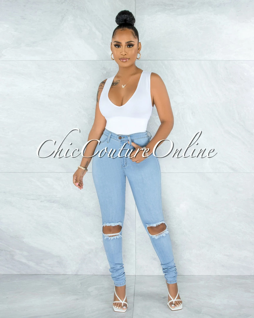 Vendor-unknown Shana Light Wash Denim High-Waist Destroyed Skinny Jeans