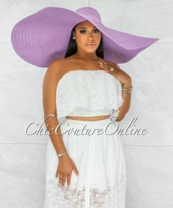 Chic Couture Online JUST IN Eureka Lilac Oversized Brim Straw Floppy Hat