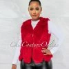 Vendor-unknown Harlow Red Faux Fur Vest JUST IN
