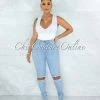 Vendor-unknown Shana Light Wash Denim High-Waist Destroyed Skinny Jeans
