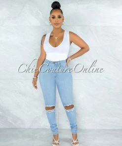 Vendor-unknown Shana Light Wash Denim High-Waist Destroyed Skinny Jeans