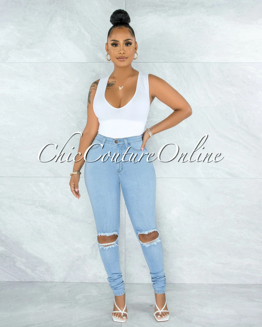 Vendor-unknown Shana Light Wash Denim High-Waist Destroyed Skinny Jeans