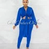 Chic Couture Online Sophia Royal Blue Front Tie Top & Leggings Set