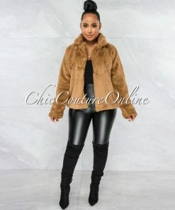 Vendor-unknown Adora Mocha Faux Fur Jacket CLOTHING