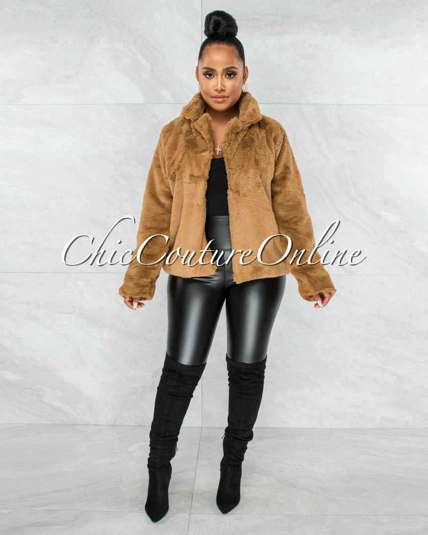 Vendor-unknown Adora Mocha Faux Fur Jacket CLOTHING