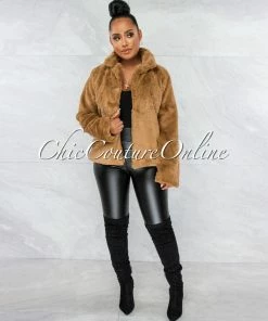 Vendor-unknown Adora Mocha Faux Fur Jacket CLOTHING