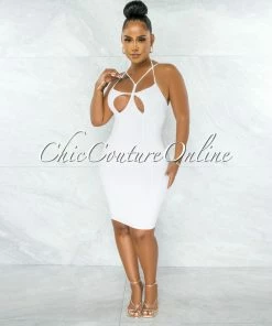 Chic Couture Online JUST IN Harris Off-White Bust Cut-Out Strappy Mini Dress
