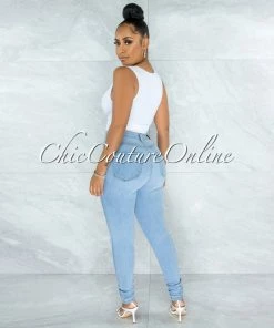 Vendor-unknown Shana Light Wash Denim High-Waist Destroyed Skinny Jeans