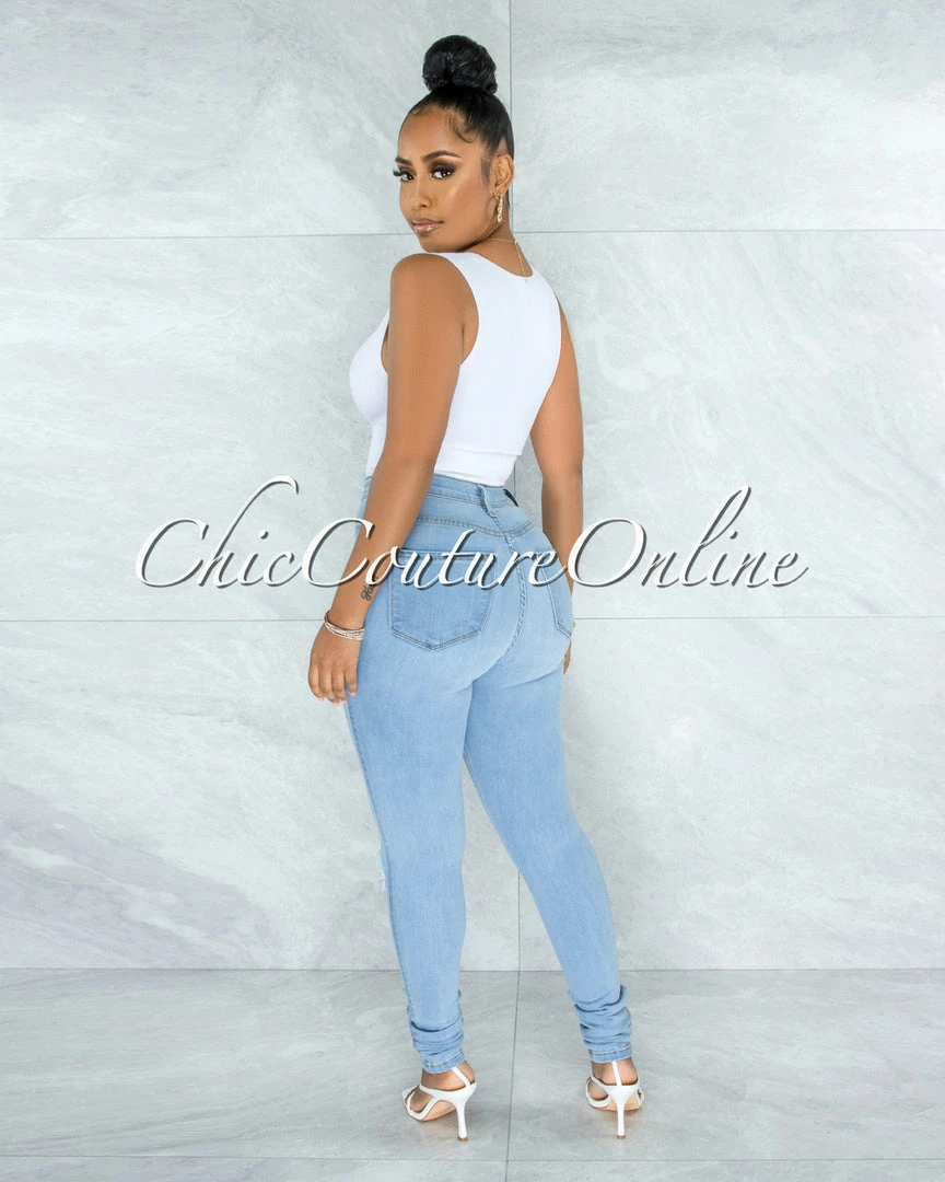 Vendor-unknown Shana Light Wash Denim High-Waist Destroyed Skinny Jeans