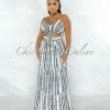 Chic Couture Online Ohane Black White Print Cut-Out Maxi Dress JUST IN