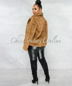 Vendor-unknown Adora Mocha Faux Fur Jacket CLOTHING