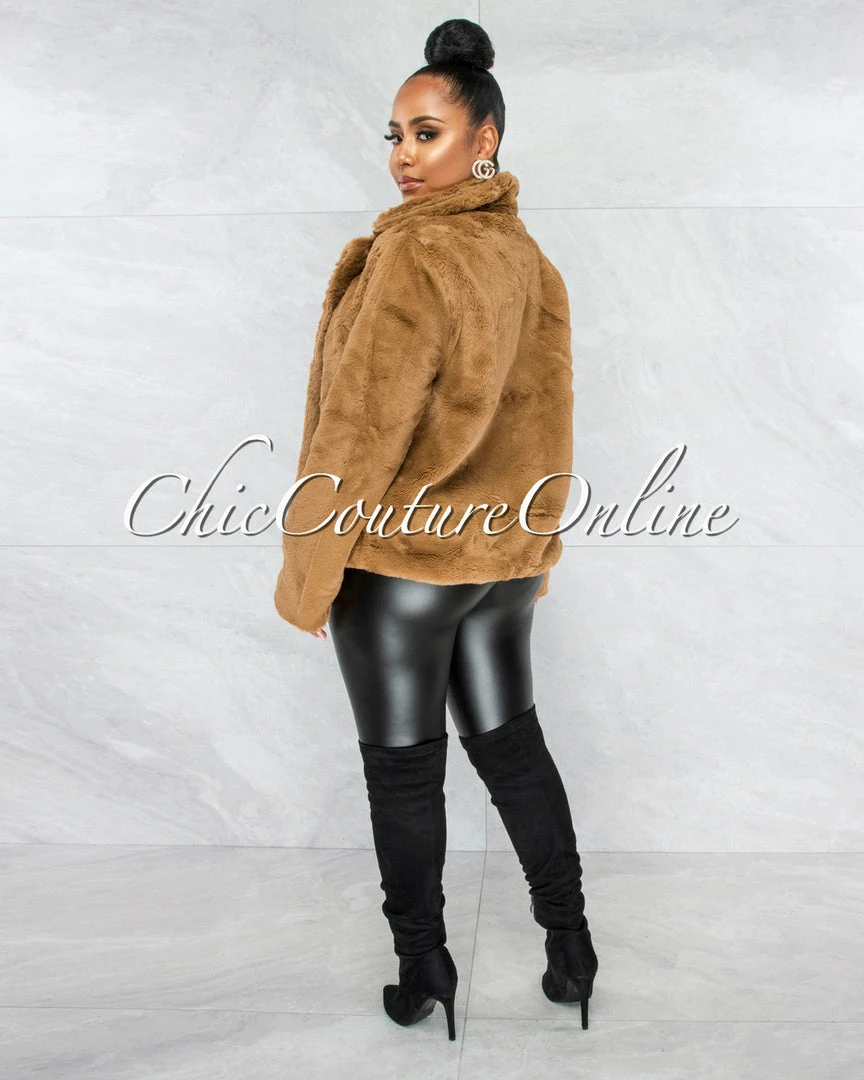 Vendor-unknown Adora Mocha Faux Fur Jacket CLOTHING