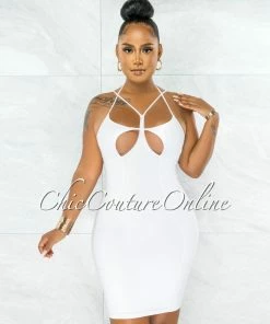 Chic Couture Online JUST IN Harris Off-White Bust Cut-Out Strappy Mini Dress