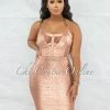 Vendor-unknown Artha Rose Gold Foil Mesh Details Bandage Dress JUST IN