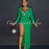 Chic Couture Online Marlinda Green Bodysuit Rhinestone Embellished Dress Set JUST IN