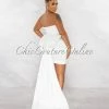 Chic Couture Online JUST IN Evans Off-White Shimmer Draped Back Bow Statement Mini Dress