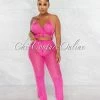Chic Couture Online JUST IN Tessa Fuchsia Crochet Tassels Top & Pants Cover-Up Set