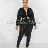 Chic Couture Online Sophia Black Front Tie Top & Leggings Set