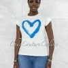 Vendor-unknown Farry White Blue Front Graphic Rhinestones T-Shirt JUST IN