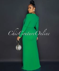 Chic Couture Online Marlinda Green Bodysuit Rhinestone Embellished Dress Set JUST IN