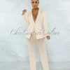 Vendor-unknown Alicia Nude Blazer & Mesh Pearl Pants Set