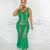 Chic Couture Online JUST IN Simoneta Emerald Green Crochet Cover-Up Maxi Dress