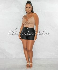 Chic Couture Online Annie Black Faux Leather High Waist Shorts