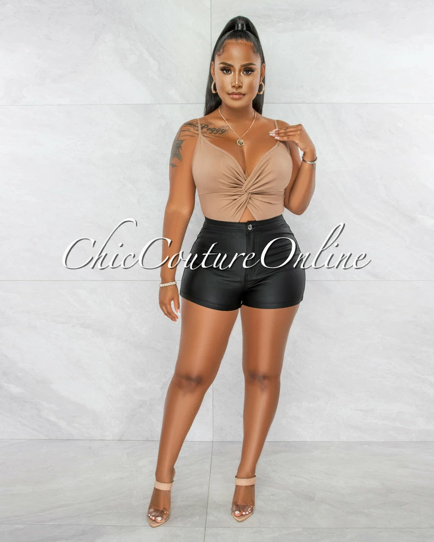 Chic Couture Online Annie Black Faux Leather High Waist Shorts