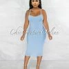 Vendor-unknown Annabeth Baby Blue Essential Body-Con Midi Dress JUST IN