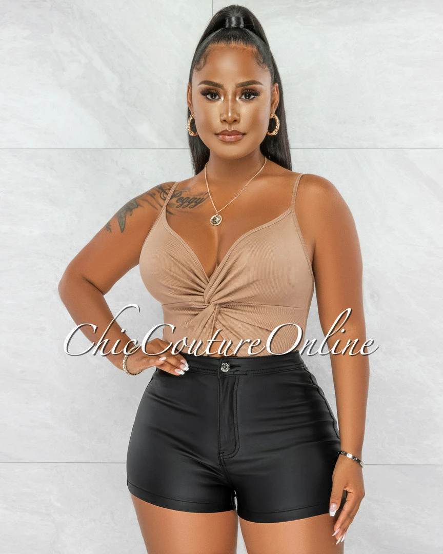 Chic Couture Online Annie Black Faux Leather High Waist Shorts