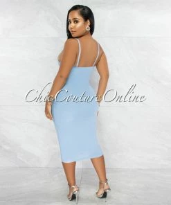 Vendor-unknown Annabeth Baby Blue Essential Body-Con Midi Dress JUST IN