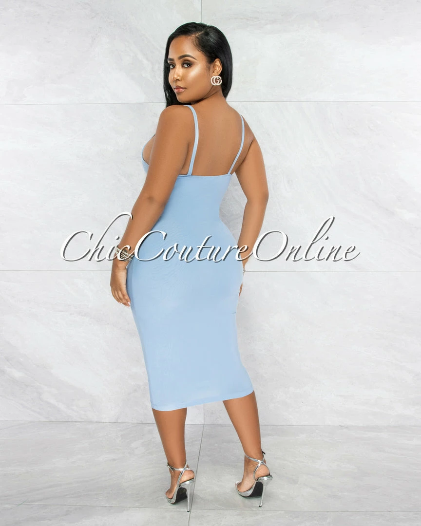 Vendor-unknown Annabeth Baby Blue Essential Body-Con Midi Dress JUST IN
