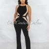 Vendor-unknown Flags Black Nude Mesh Details Jumpsuit JUST IN