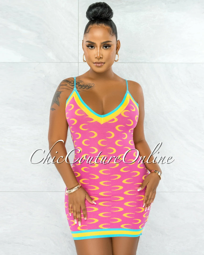 Vendor-unknown Novac Pink Multi-Color Knit Mini Dress JUST IN