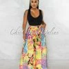 Chic Couture Online JUST IN Gail Multi Color Print Pleated Wide Pants
