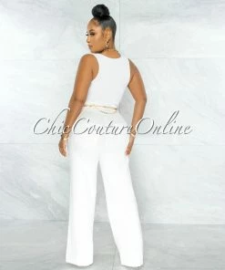 Chic Couture Online Elise Off-White Paper Bag Gold Link Belt Denim Pants JUST IN