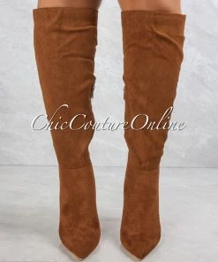 Vendor-unknown JUST IN Vegas Chestnut Faux Suede High Boots