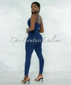 Vendor-unknown Kemella Dark Denim Padded Cups Jumpsuit