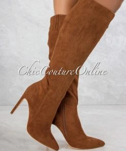 Vendor-unknown JUST IN Vegas Chestnut Faux Suede High Boots
