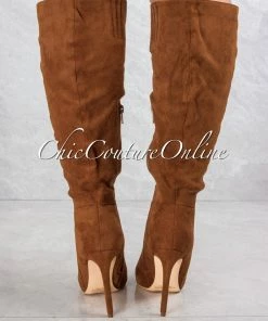 Vendor-unknown JUST IN Vegas Chestnut Faux Suede High Boots